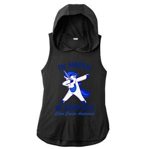 Funny Unicorn In March We Wear Blue Colon Cancer Awareness Gift Ladies PosiCharge Tri-Blend Wicking Draft Hoodie Tank