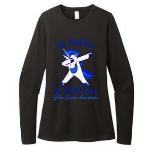 Funny Unicorn In March We Wear Blue Colon Cancer Awareness Gift Womens CVC Long Sleeve Shirt