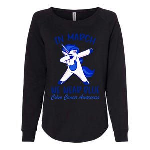 Funny Unicorn In March We Wear Blue Colon Cancer Awareness Gift Womens California Wash Sweatshirt