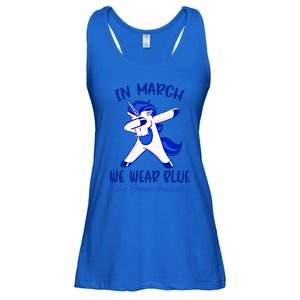 Funny Unicorn In March We Wear Blue Colon Cancer Awareness Gift Ladies Essential Flowy Tank