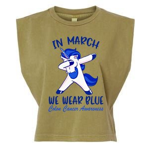 Funny Unicorn In March We Wear Blue Colon Cancer Awareness Gift Garment-Dyed Women's Muscle Tee