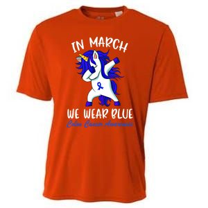 Funny Unicorn In March We Wear Blue Colon Cancer Awareness Meaningful Gift Cooling Performance Crew T-Shirt