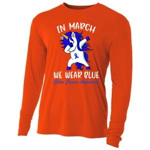 Funny Unicorn In March We Wear Blue Colon Cancer Awareness Meaningful Gift Cooling Performance Long Sleeve Crew