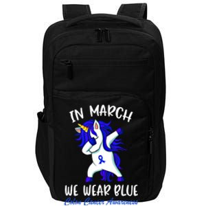 Funny Unicorn In March We Wear Blue Colon Cancer Awareness Meaningful Gift Impact Tech Backpack