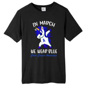 Funny Unicorn In March We Wear Blue Colon Cancer Awareness Meaningful Gift Tall Fusion ChromaSoft Performance T-Shirt