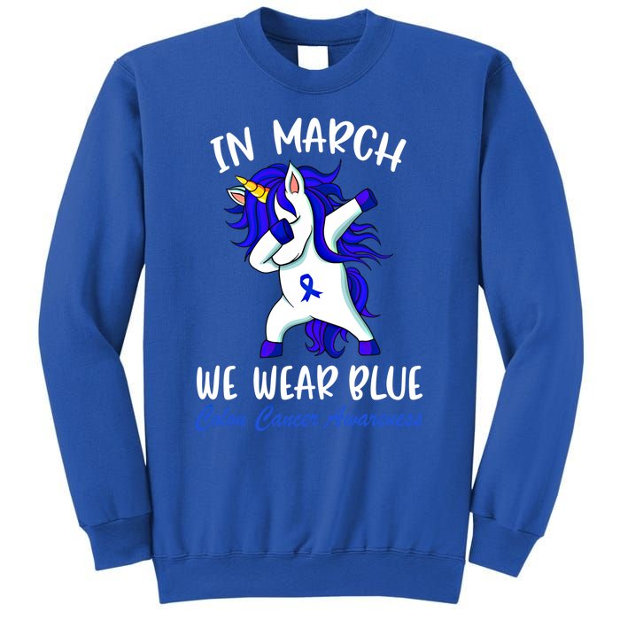 Funny Unicorn In March We Wear Blue Colon Cancer Awareness Meaningful Gift Sweatshirt