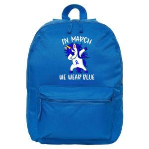 Funny Unicorn In March We Wear Blue Colon Cancer Awareness Meaningful Gift 16 in Basic Backpack