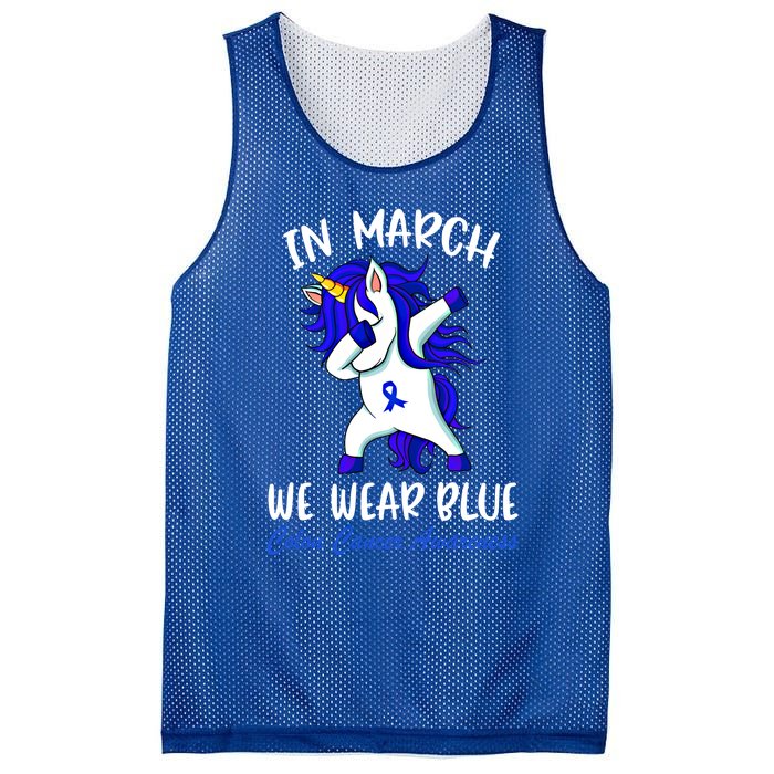 Funny Unicorn In March We Wear Blue Colon Cancer Awareness Meaningful Gift Mesh Reversible Basketball Jersey Tank