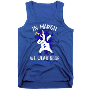 Funny Unicorn In March We Wear Blue Colon Cancer Awareness Meaningful Gift Tank Top