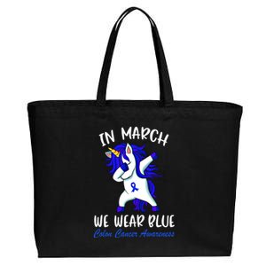 Funny Unicorn In March We Wear Blue Colon Cancer Awareness Meaningful Gift Cotton Canvas Jumbo Tote