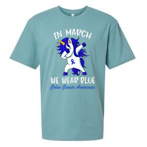 Funny Unicorn In March We Wear Blue Colon Cancer Awareness Meaningful Gift Sueded Cloud Jersey T-Shirt