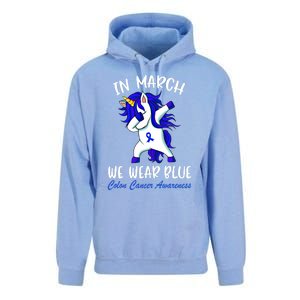 Funny Unicorn In March We Wear Blue Colon Cancer Awareness Meaningful Gift Unisex Surf Hoodie