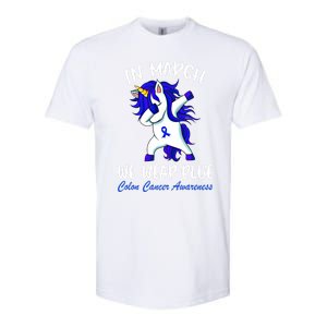 Funny Unicorn In March We Wear Blue Colon Cancer Awareness Meaningful Gift Softstyle CVC T-Shirt