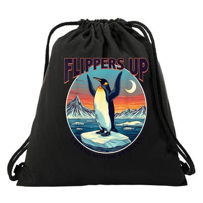 Flippers Up I Stand With The Penguins Drawstring Bag