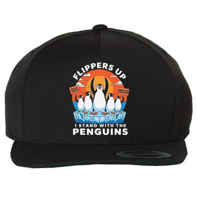 Flippers Up I Stand With The Penguins Against Tariffs Wool Snapback Cap