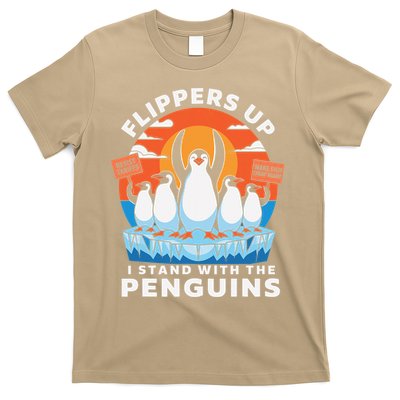 Flippers Up I Stand With The Penguins Against Tariffs T-Shirt