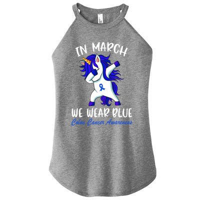 Funny Unicorn In March We Wear Blue Colon Cancer Awareness Cute Gift Women’s Perfect Tri Rocker Tank