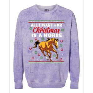 Funny Ugly I Want For Christmas Is A Horse Cute Gift Colorblast Crewneck Sweatshirt