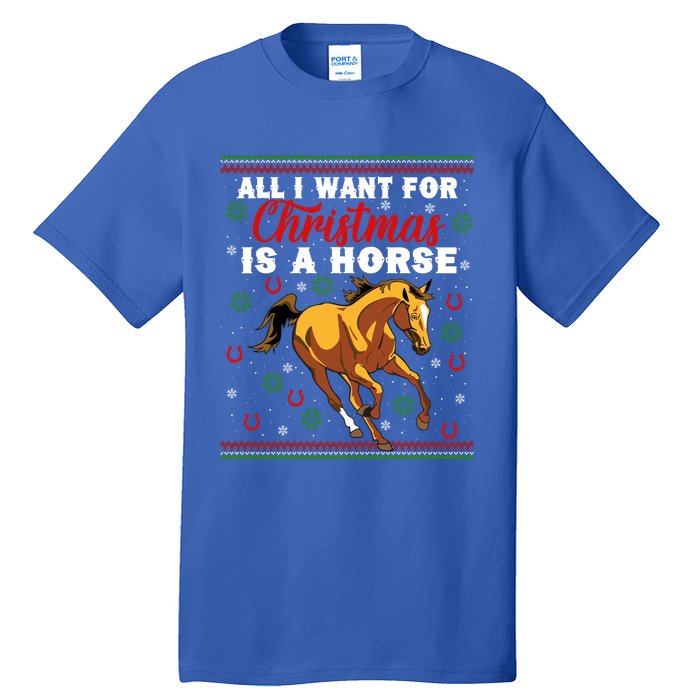 Funny Ugly I Want For Christmas Is A Horse Cute Gift Tall T-Shirt