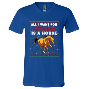 Funny Ugly I Want For Christmas Is A Horse Cute Gift V-Neck T-Shirt