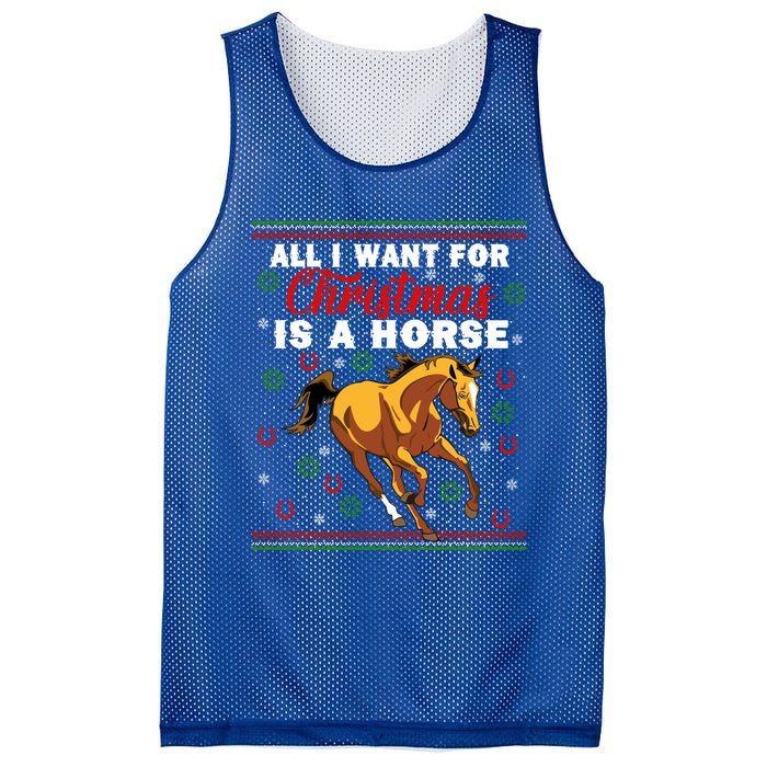 Funny Ugly I Want For Christmas Is A Horse Cute Gift Mesh Reversible Basketball Jersey Tank