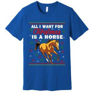 Funny Ugly I Want For Christmas Is A Horse Cute Gift Premium T-Shirt