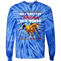 Funny Ugly I Want For Christmas Is A Horse Cute Gift Tie-Dye Long Sleeve Shirt