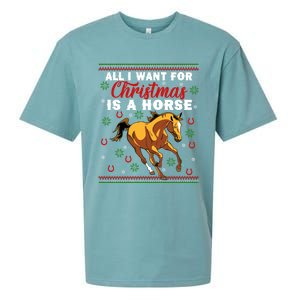 Funny Ugly I Want For Christmas Is A Horse Cute Gift Sueded Cloud Jersey T-Shirt