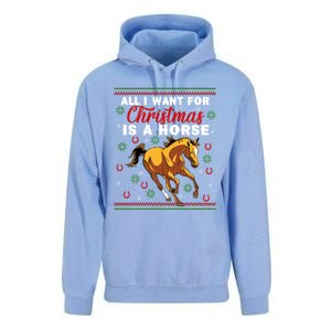 Funny Ugly I Want For Christmas Is A Horse Cute Gift Unisex Surf Hoodie