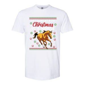 Funny Ugly I Want For Christmas Is A Horse Cute Gift Softstyle CVC T-Shirt