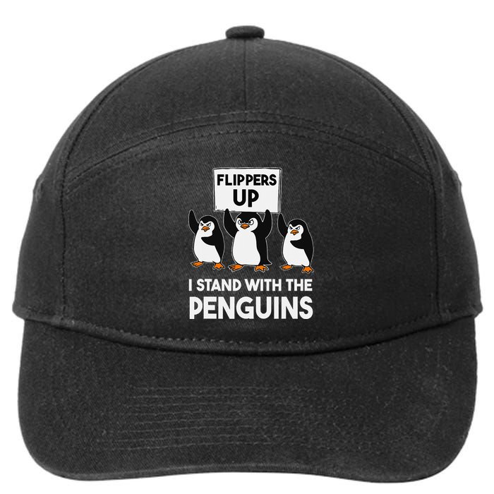 Flippers Up I Stand With The Penguins Tariffs 2025 7-Panel Snapback Hat