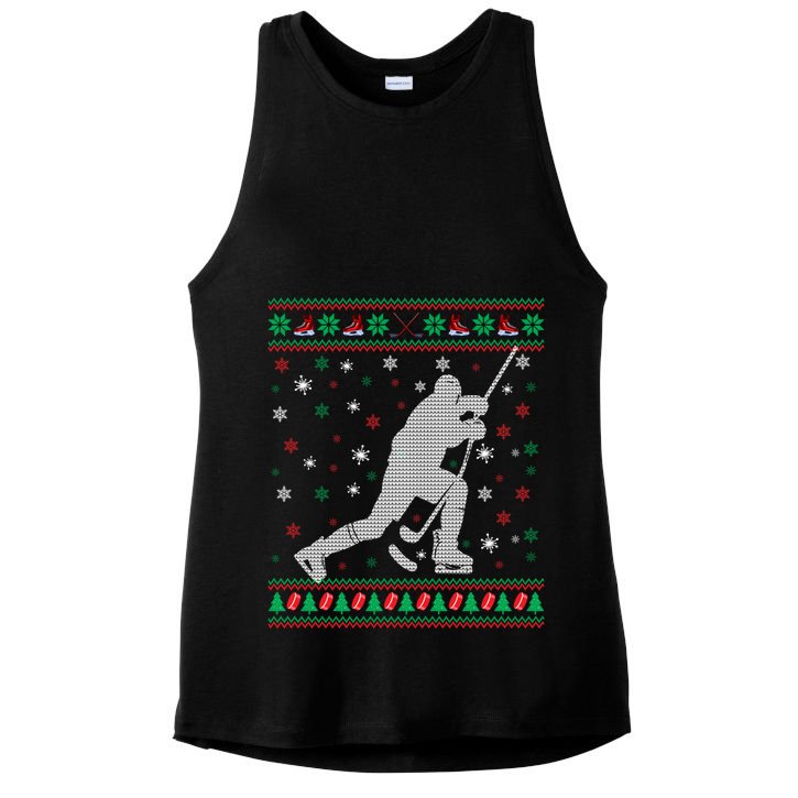 Funny Ugly Ice Hockey Christmas Tree Snowflakes Xmas Gift Ladies PosiCharge Tri-Blend Wicking Tank