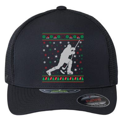 Funny Ugly Ice Hockey Christmas Tree Snowflakes Xmas Gift Flexfit Unipanel Trucker Cap