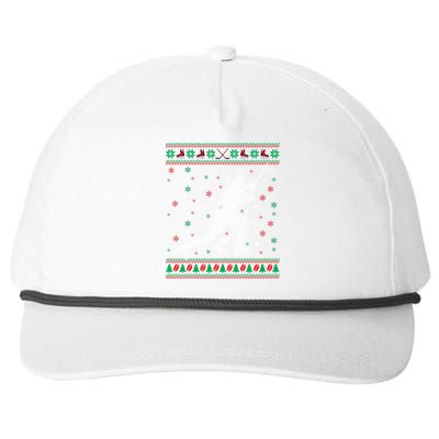 Funny Ugly Ice Hockey Christmas Tree Snowflakes Xmas Gift Snapback Five-Panel Rope Hat