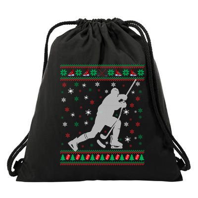 Funny Ugly Ice Hockey Christmas Tree Snowflakes Xmas Gift Drawstring Bag