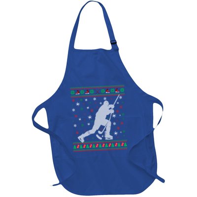 Funny Ugly Ice Hockey Christmas Tree Snowflakes Xmas Gift Full-Length Apron With Pockets
