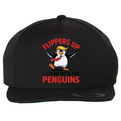 Flippers Up I Stand With Penguins Protest Tariffs Wool Snapback Cap