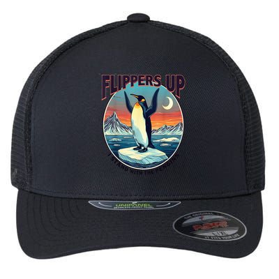 Flippers Up I Stand With The Penguins Flexfit Unipanel Trucker Cap