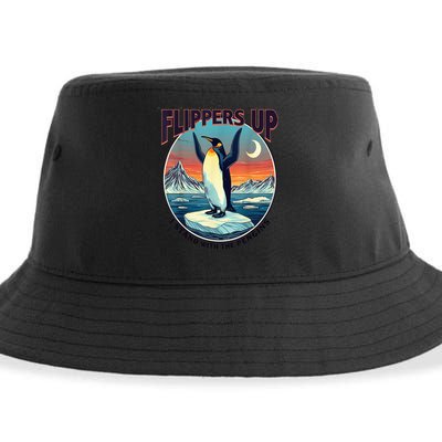 Flippers Up I Stand With The Penguins Sustainable Bucket Hat