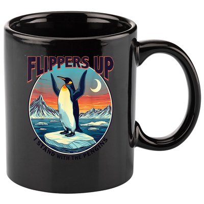 Flippers Up I Stand With The Penguins 11oz C Handle Ceramic Mug