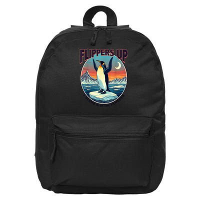 Flippers Up I Stand With The Penguins 16 in Basic Backpack