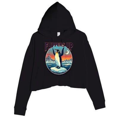 Flippers Up I Stand With The Penguins Crop Fleece Hoodie