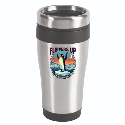 Flippers Up I Stand With The Penguins 16oz Travel Tumbler