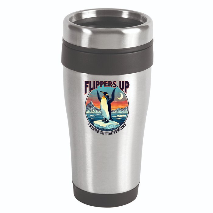 Flippers Up I Stand With The Penguins 16oz Travel Tumbler
