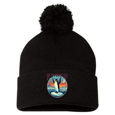 Flippers Up I Stand With The Penguins Pom Pom 12in Knit Beanie