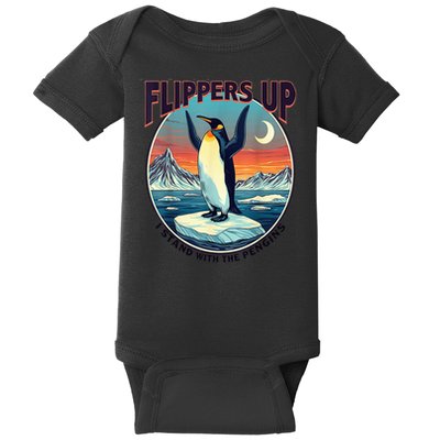 Flippers Up I Stand With The Penguins Baby Bodysuit
