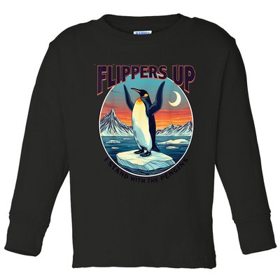 Flippers Up I Stand With The Penguins Toddler Long Sleeve Shirt