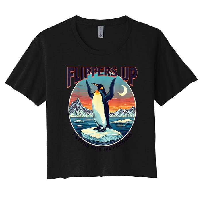 Flippers Up I Stand With The Penguins Crop Top