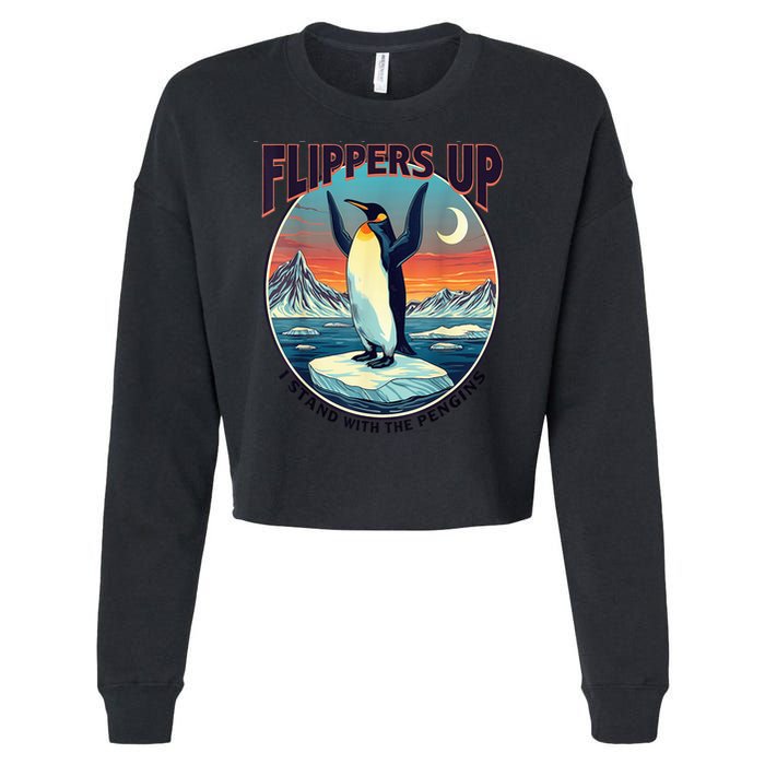 Flippers Up I Stand With The Penguins Cropped Pullover Crew