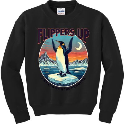 Flippers Up I Stand With The Penguins Kids Sweatshirt